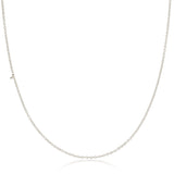 A white gold 14k Gold Asymmetrical Number Necklace - 1 with a cable chain on a white background. 