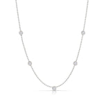Quintet Diamond Layering Necklace in white gold on a white background. 