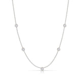 Quintet Diamond Layering Necklace in white gold on a white background. 