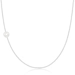 A white gold 14k Gold Asymmetrical Charm Necklace - Recovery with a bead chain on a white background. 