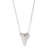 A Sharktooth Necklace with Diamond Ridge in white gold on a white background. 