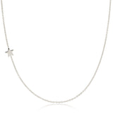A white gold 14k Gold Asymmetrical Charm Necklace - Star with a cable chain on a white background. 