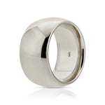 A Thick Band in white gold on a white background. 