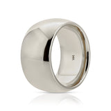 A Thick Band in white gold on a white background. 