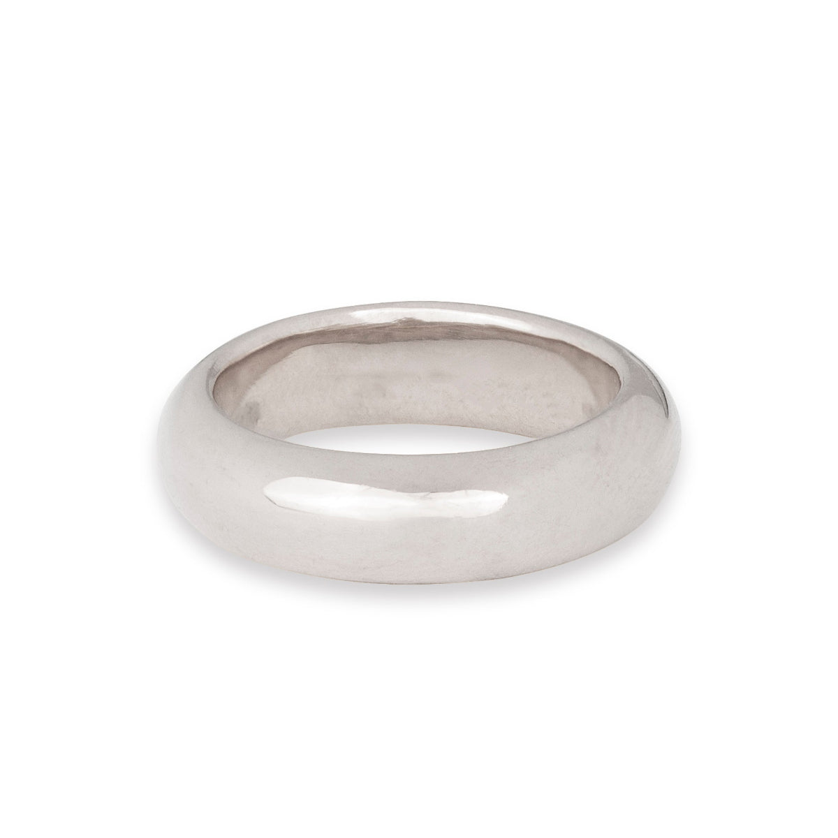A white gold Tube Ring on a white background. 