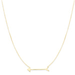 A Straight as an Arrow Necklace in yellow gold on a white background. 