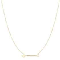 A Straight as an Arrow Necklace in yellow gold on a white background. 