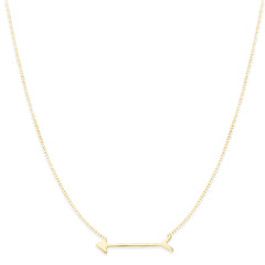 A Straight as an Arrow Necklace in yellow gold on a white background. 