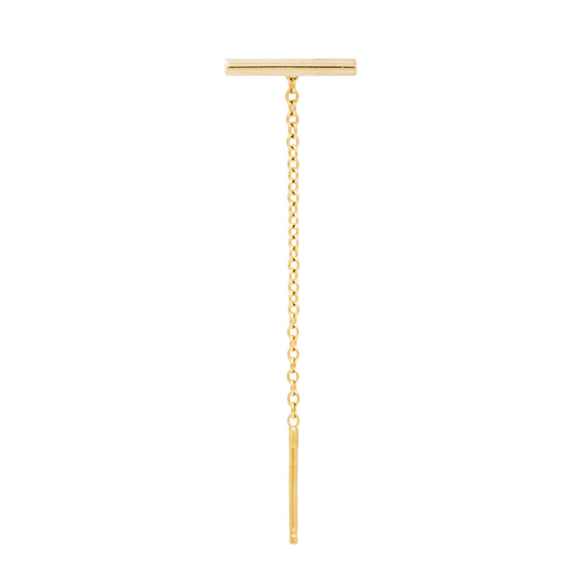 A Threader Earring on a white background. 