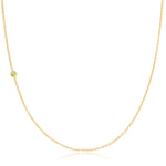  yellow gold 14K Gold Asymmetrical Birthstone Necklace - Peridot (August) on a white background. 