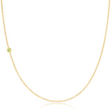  yellow gold 14K Gold Asymmetrical Birthstone Necklace - Peridot (August) on a white background. 