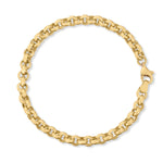A Rolo Bracelet in yellow gold on a white background. 
