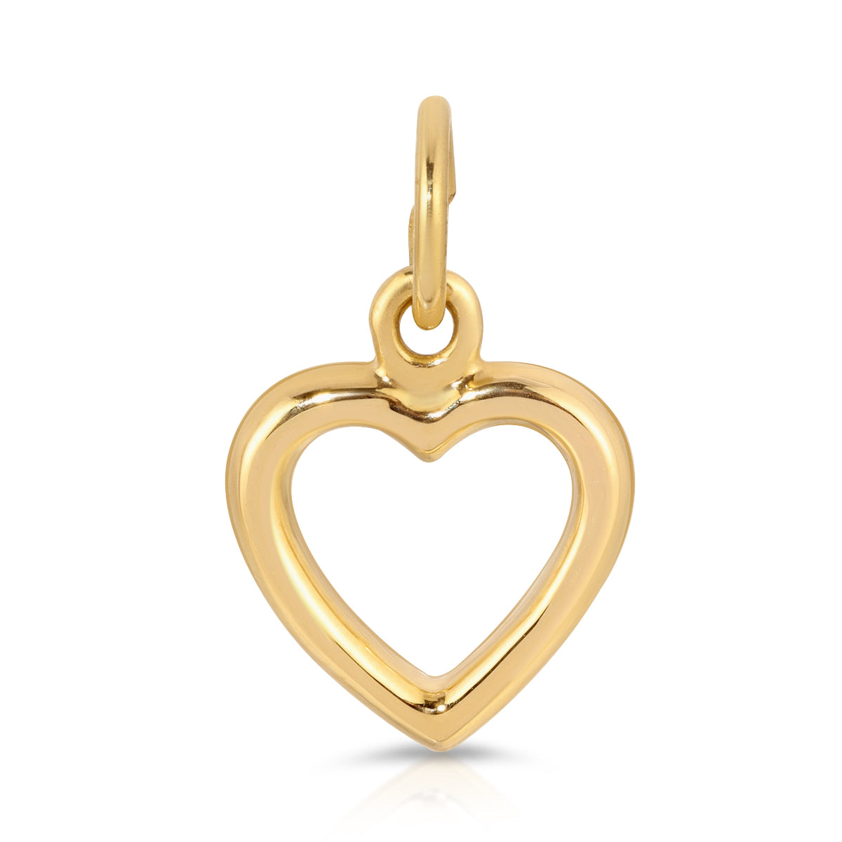 A Cut Out Heart Charm on a white background. 