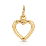 A Cut Out Heart Charm on a white background. 