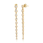 Yellow gold Diamond Cascade Earrings on a white background. 