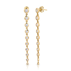 Yellow gold Diamond Cascade Earrings on a white background. 