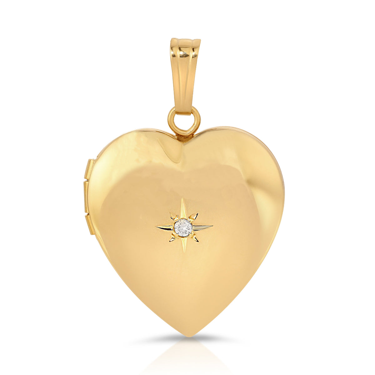A Diamond Heart Locket Charm on a white background. 