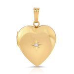 A Diamond Heart Locket Charm on a white background. 