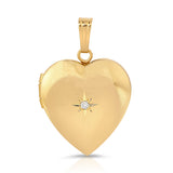 A Diamond Heart Locket Charm on a white background. 