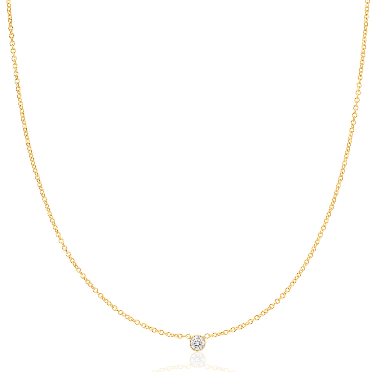 A yellow gold Diamond Layering Necklace on a white background. 