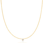 A yellow gold Diamond Layering Necklace on a white background. 