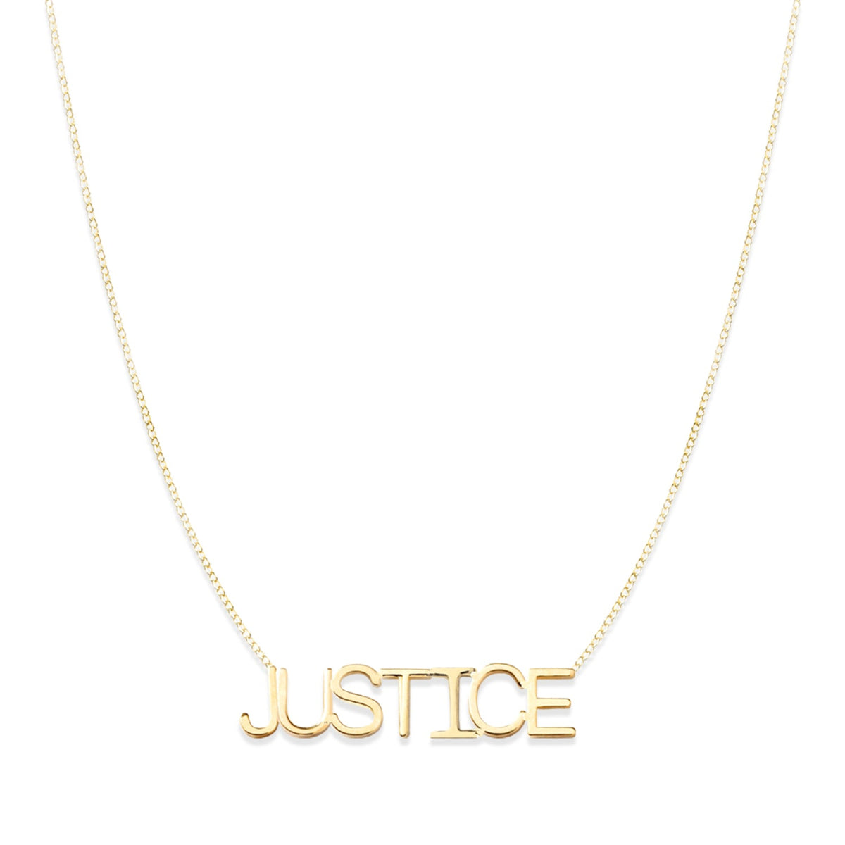 A Justice Necklace on a white background. 