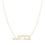A Justice Necklace on a white background. 