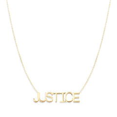 A Justice Necklace on a white background. 