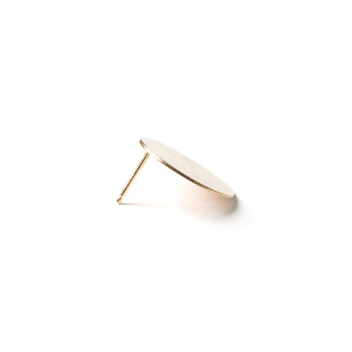 A Solid Eclipse Earring - Large in yellow gold on a white background. 