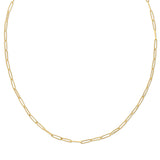 An Element Long Link Chain in yellow gold on a white background. 