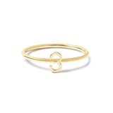 A yellow gold Lucky Number Ring in 3 on a white background. 