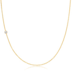 A yellow gold 14K Gold Asymmetrical Birthstone Necklace - Diamond (April) on a white background. 