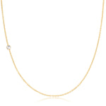 A yellow gold 14K Gold Asymmetrical Birthstone Necklace - Moonstone (June) on a white background. 
