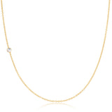 A yellow gold 14K Gold Asymmetrical Birthstone Necklace - Moonstone (June) on a white background. 