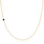 A yellow gold 14K Gold Asymmetrical Birthstone Necklace - Onyx (August) on a white background. 