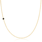 A yellow gold 14K Gold Asymmetrical Birthstone Necklace - Onyx (August) on a white background. 