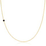 A yellow gold 14K Gold Asymmetrical Birthstone Necklace - Sapphire (September) on a white background. 