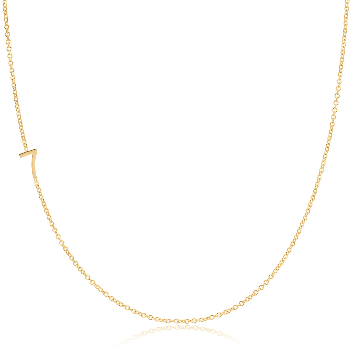 A white gold 14k Gold Asymmetrical Number Necklace - 7 on a white background. 