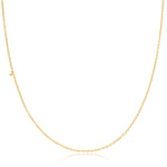 A yellow gold 14k Gold Asymmetrical Number Necklace - 1 with a cable chain on a white background. 
