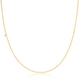 A yellow gold 14k Gold Asymmetrical Number Necklace - 1 with a cable chain on a white background. 