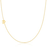 A yellow gold 14k Gold Asymmetrical Charm Necklace - Om with a bead chain on a white background. 