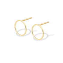 A pair of Open Eclipse Earrings - Small in yellow gold on a white background.