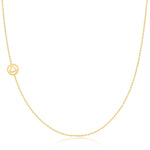 A yellow gold 14k Gold Asymmetrical Charm Necklace - Recovery with a bead chain on a white background. 
