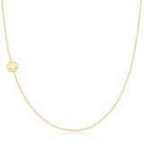 A yellow gold 14k Gold Asymmetrical Charm Necklace - Recovery with a bead chain on a white background. 