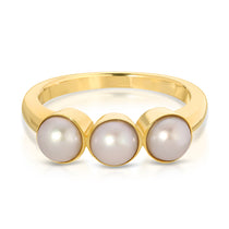 A Tres Pearl Ring on a white background. 