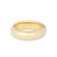 A yellow gold Tube Ring on a white background. 