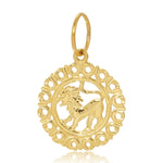 The Zodiac Pendant in Leo on a white background.