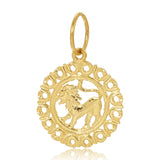 The Zodiac Pendant in Leo on a white background.