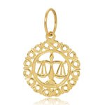 The Zodiac Pendant in Libra on a white background.