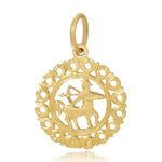 The Zodiac Pendant in Sagittarius on a white background. 
